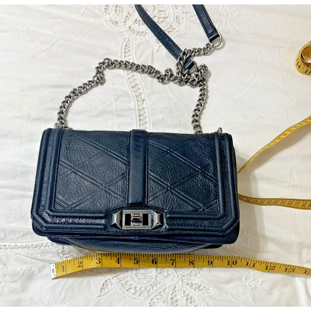 Rebecca Minkoff Small Love Black Leather Crossbody Bag Chain Turn Lock Quilted - Picture 3 of 12